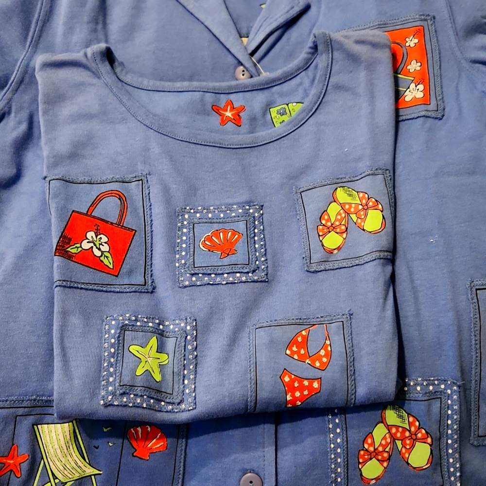 Onque Petite Top, periwinkle blue,ps